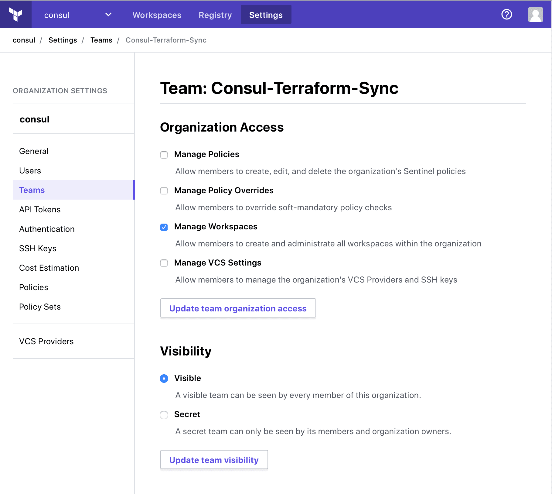 CTS Terraform Team Setup