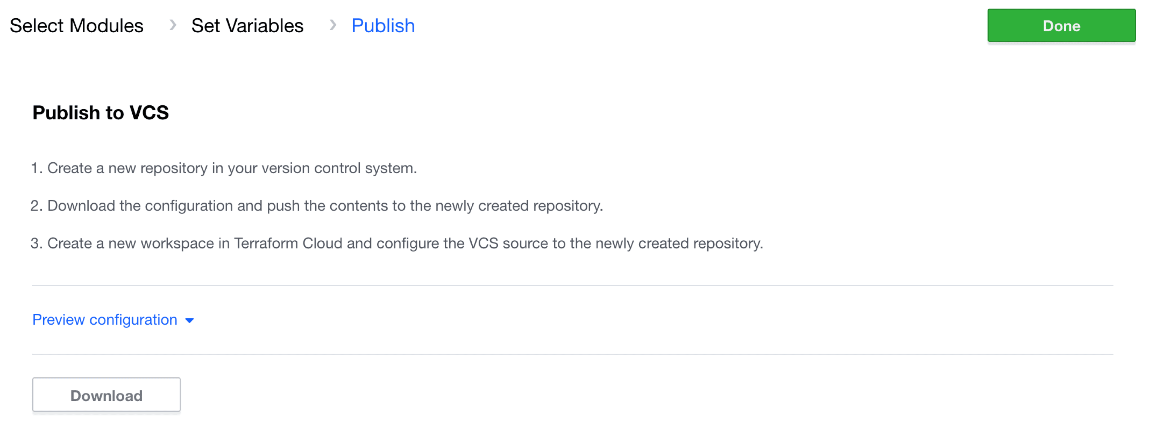 Terraform Cloud screenshot: configuration designer output